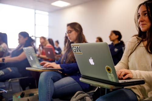Speech and Hearing students sitting in a classroom.